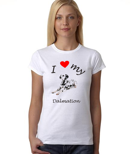 Dogs - I Heart My Dalmation on Womans Shirt